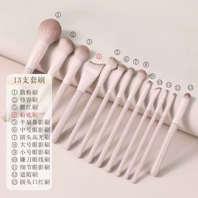 Makeup Brush Set 13 pcs — eye shadow & face blush brushes for beginners with case