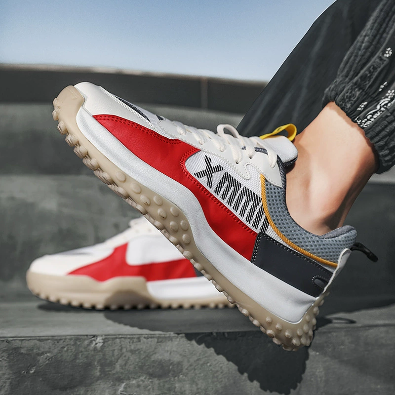 Весна и осень дышащая новая сетчатая обувь на шнуровке на открытом воздухе спортивная обувь на толстой подошве