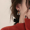 "Morocco Lover" niche drip glaze geometric color stitching leopard pattern autumn and winter velvet earrings advanced sensor earrings