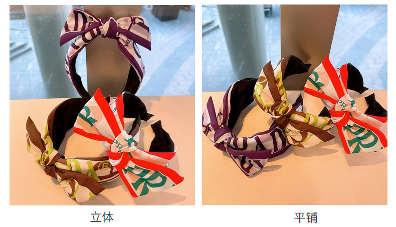 Retro Big Bow Printing Headband display picture 21