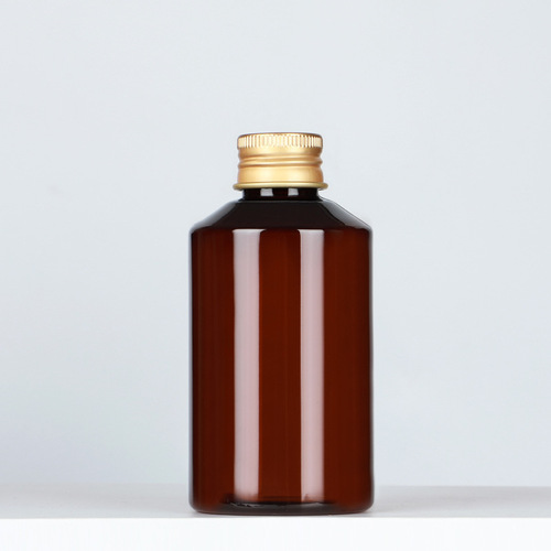 Travel refill bottle, aluminum cap bottle, portable brown sloping shoulder plastic bottle, small mouth bottle, reagent bottle, liquid bottle, empty bottle