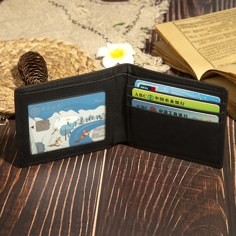 Cartera cuero Crazy Horse RFID, horizontal, primera piel