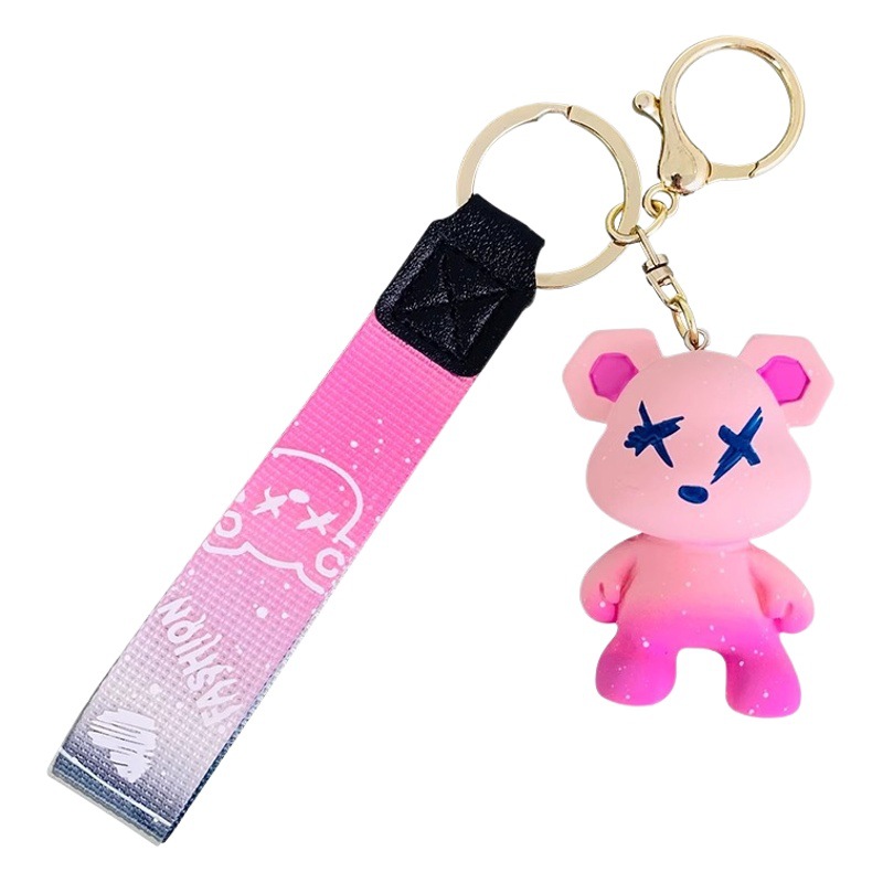 Creativo colorido camaleón oso llavero de dibujos animados pareja de moda femenina bolsa de coche llavero colgante llavero