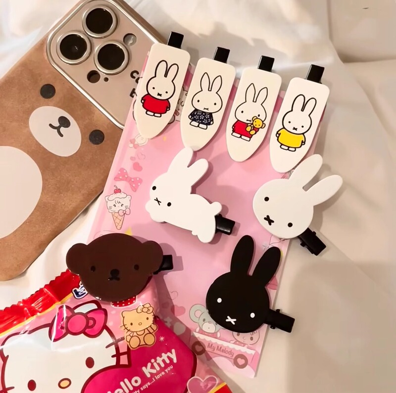 Super cute Miffy and his good friend Boris hairpin bunny bear acrylic cartoon bangs duckbill clip Super cute Miffy and his good friend Boris hairpin bunny bear acrylic cartoon bangs duckbill clip