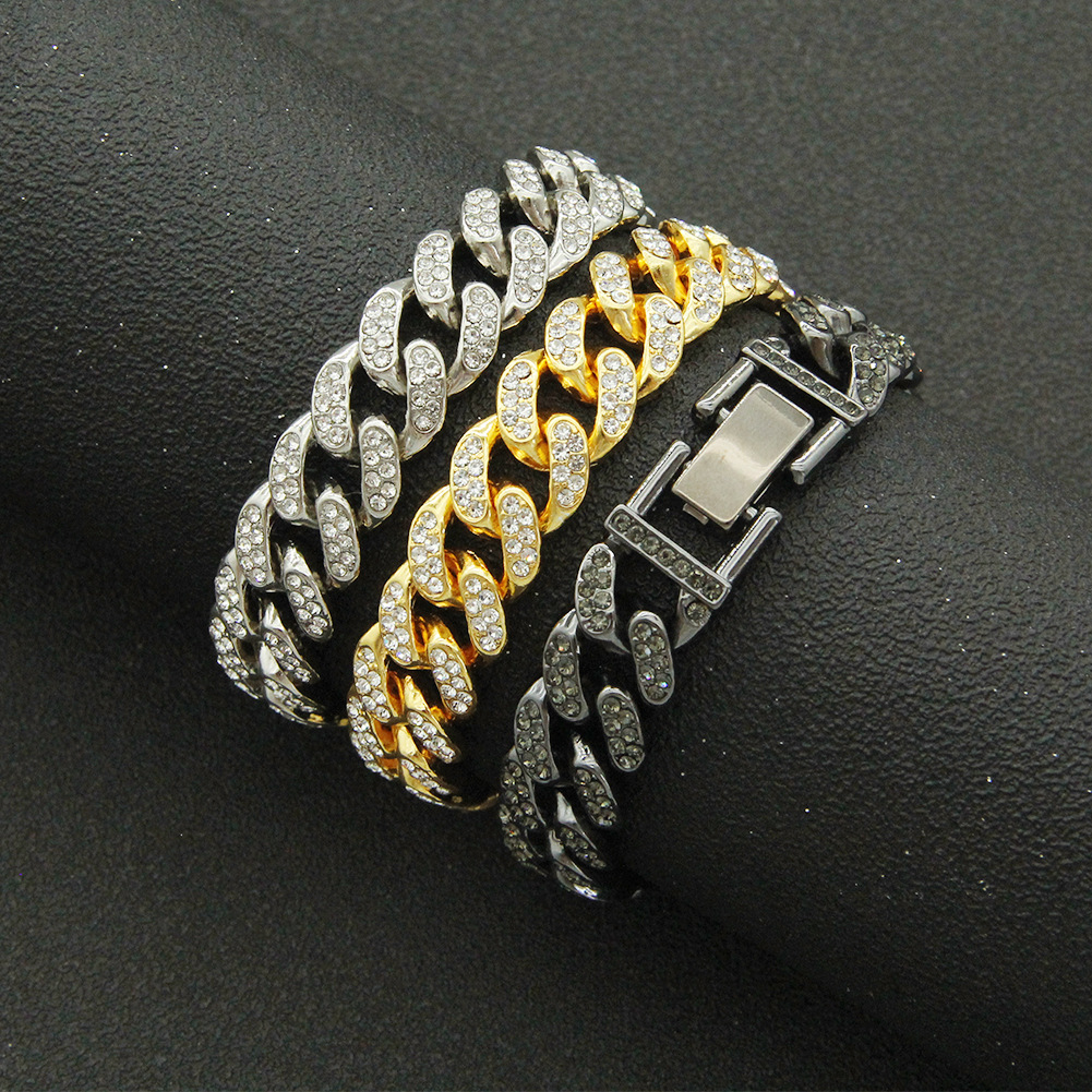 Fashion Solid Color Alloy Inlay Rhinestones Men's Bracelets 1 Piece display picture 5