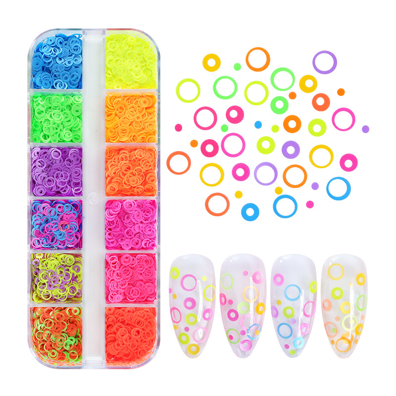 12-rejilla en caja de colores en forma especial lentejuelas mariposa amor flor estrella uñas DIY lentejuelas joyería al por mayor