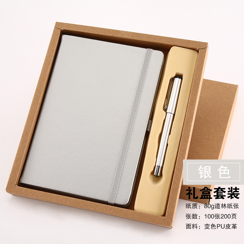 A5 caja de regalo con bolígrafo plateado