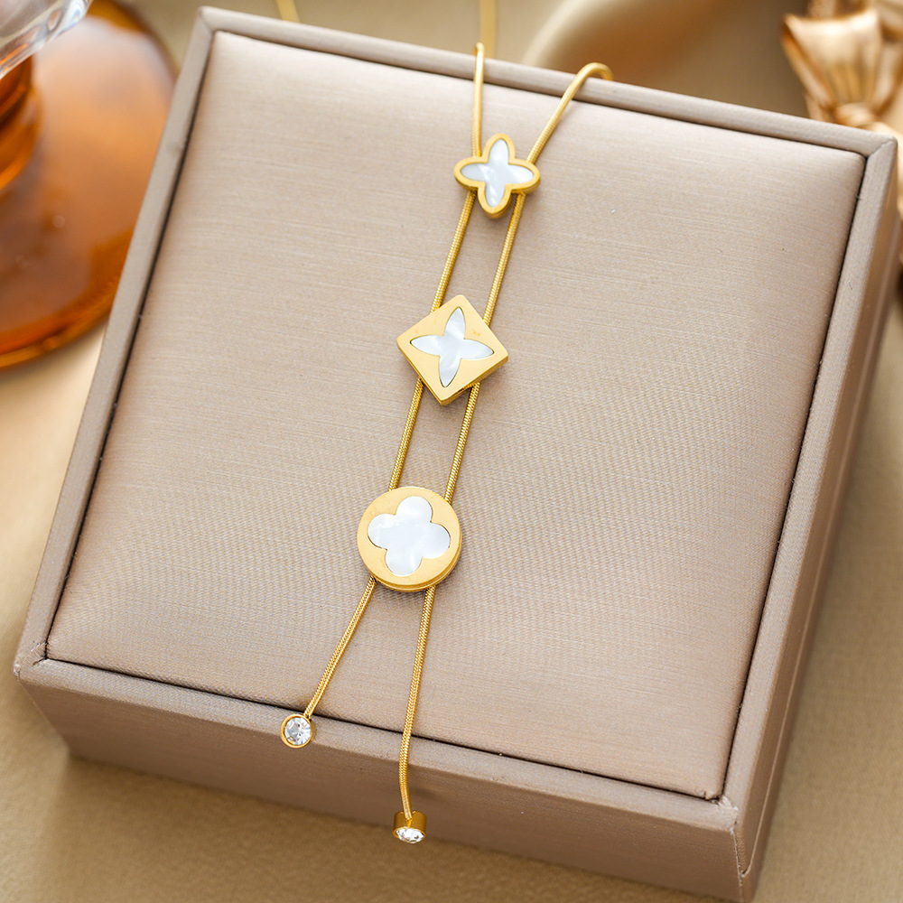 Cross-border Hot Sale Elegant and Personalized Women's Pure Titanium Steel Necklace with Electrolysis 18K Gold Clavicle Chain Necklace Jewelry Fadeless