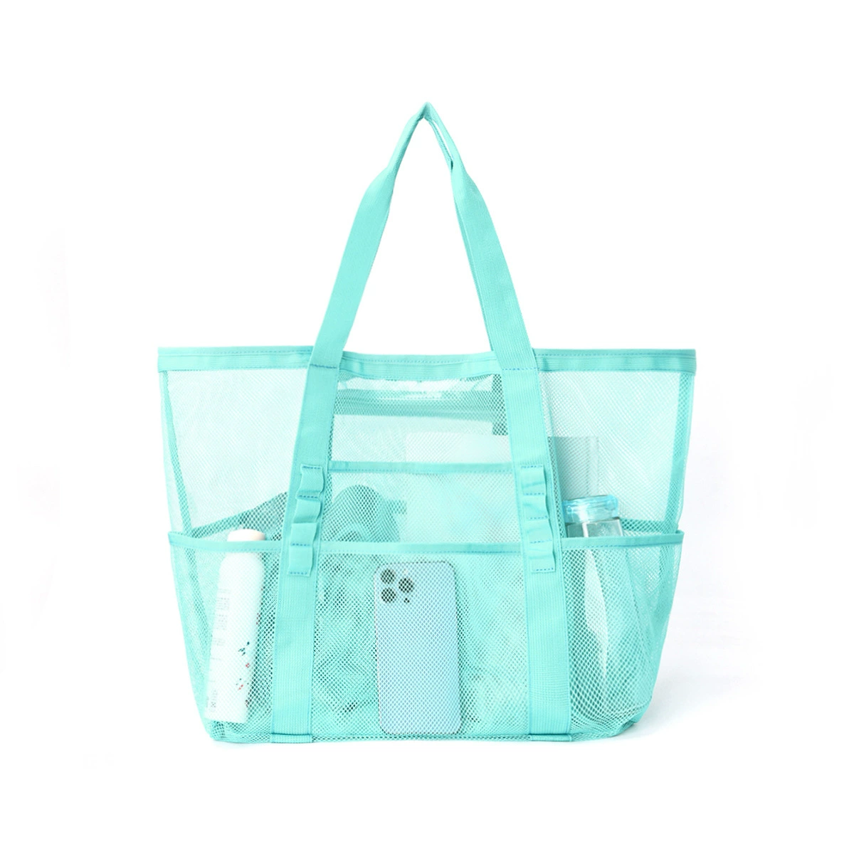 Beach Organizer Bag, capacious mesh tote, multi-pocket lightweight beach bag