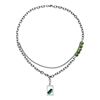 Demi-season pendant stainless steel emerald, small necklace suitable for men and women, design chain for key bag , sweater, accessory