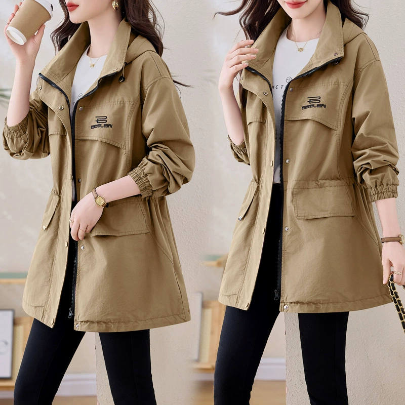 Спотовые плащи для женщин средней и длинной весной 2025 новая корейская версия свободная тонкая модная весенняя и осенняя куртка для женщин