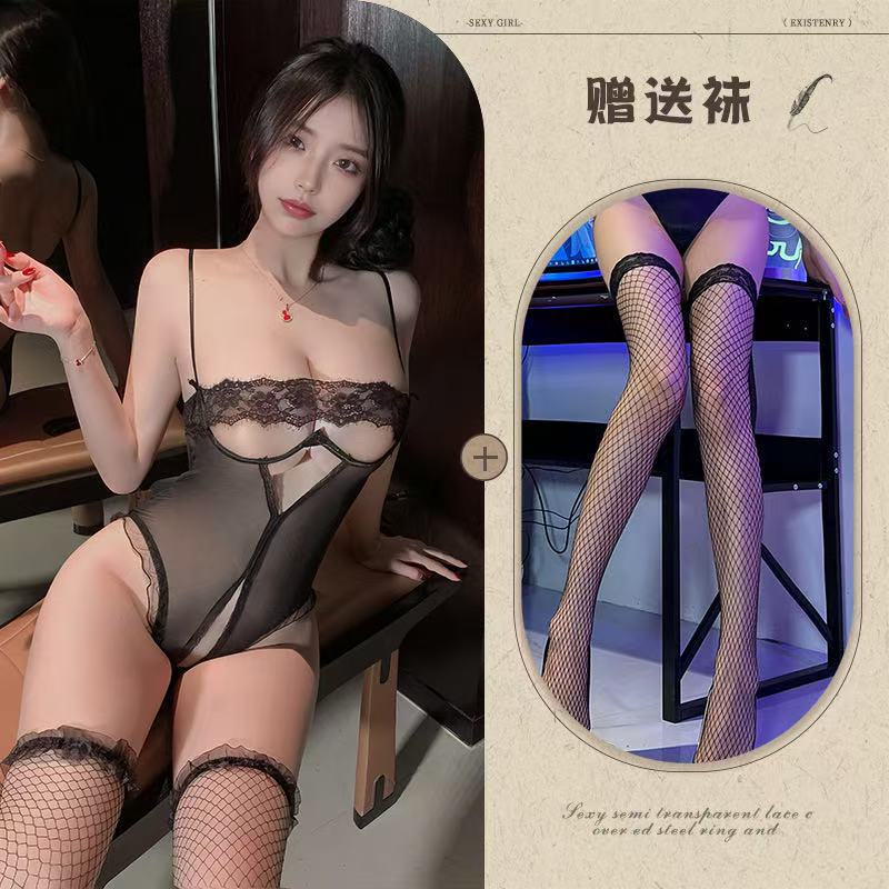 블랙 + 블랙 망사 스타킹