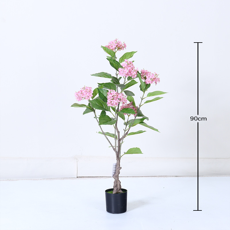 Simulación de plantas verdes, sensación avanzada, hortensias, árboles falsos, plantas en macetas, decoración de sala de estar de interior, plantas falsas, decoración del hogar de piso