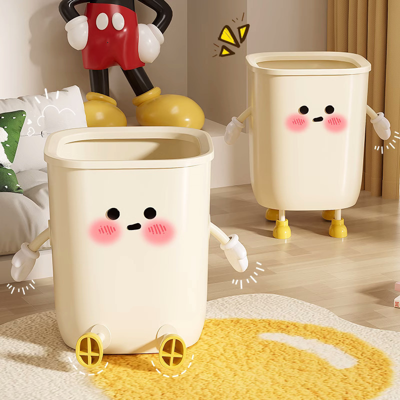 Cute Ins Creative Trash Can for Home High-Looking Large-Capacity Living Room Kitchen Toilet Bedroom Cartoon DIY Paper Basket