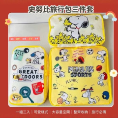 日系アニメかわいい子犬プリント化粧バッグ収納3点セットアウトドア衣類分注旅行バッグ