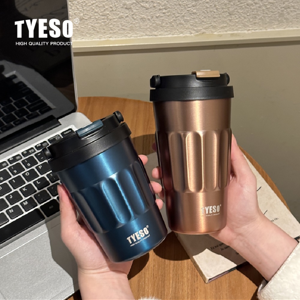 TYESO泰硕复古咖啡杯车载保温杯手提便携随手杯跨境304不锈钢水杯
