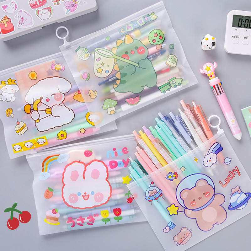 Bolsa de archivo transparente bolsa de archivo con cordón BOLSA DE INFORMACIÓN bolsa de plástico bolsa de almacenamiento de papel de prueba estudiante impermeable dibujos animados lindo cremallera