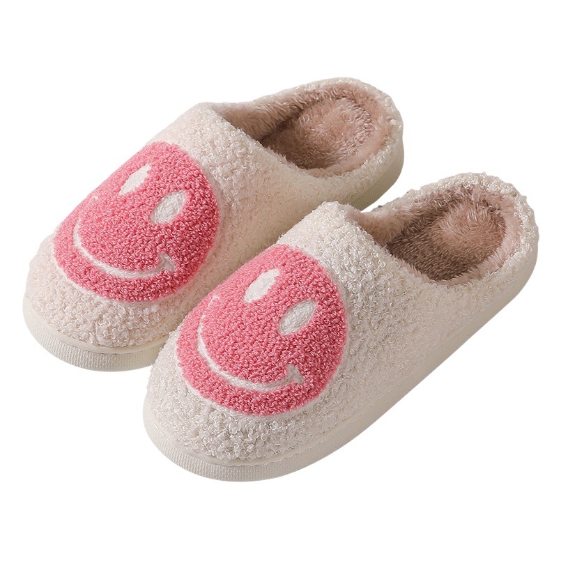 Cixi youo zapatos de dibujos animados lindo sonriente cara pareja casa zapatillas de comercio exterior más tamaño zapatillas de algodón al por mayor