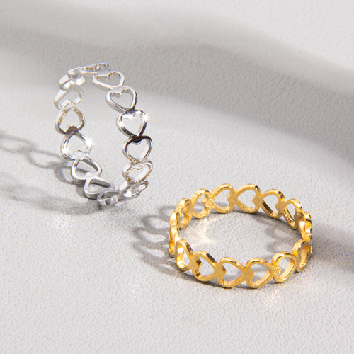  Cross-Border Accessories: Simple All-Over Hollowed-Out Heart Rings for Couples, Wholesale Jewelry Sets