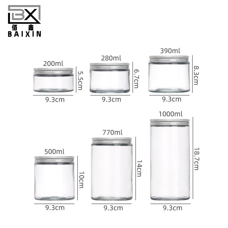 现货直圆玻璃罐透明花茶罐杂粮香料储存密封玻璃罐蜂蜜酱菜玻璃罐