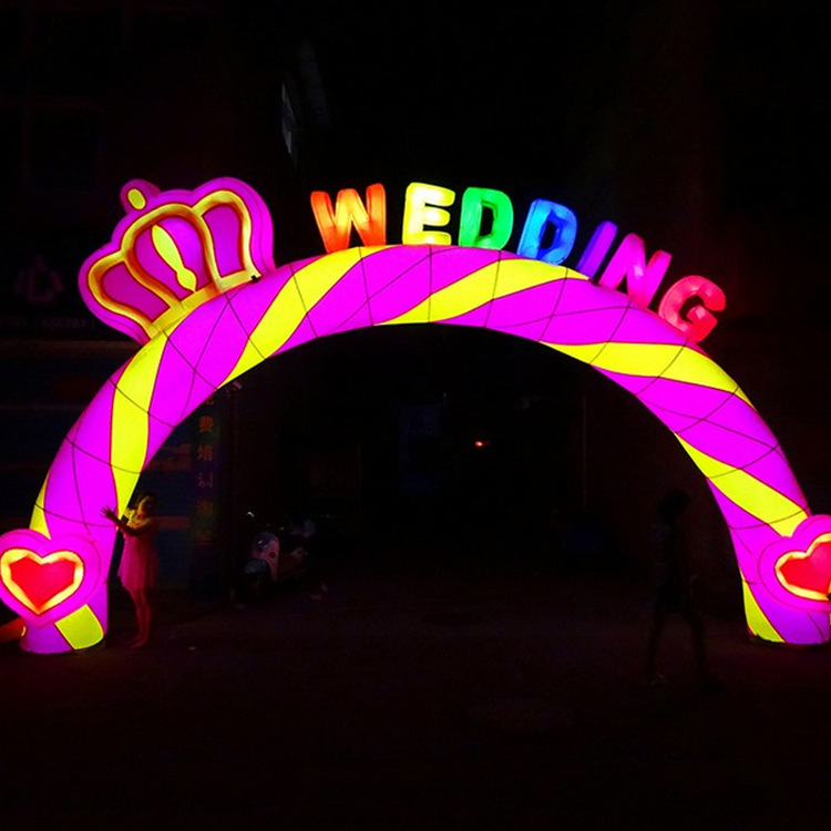 新款夜光充气婚庆拱门灯光气模开业庆典发光彩虹门晚上用充气拱门