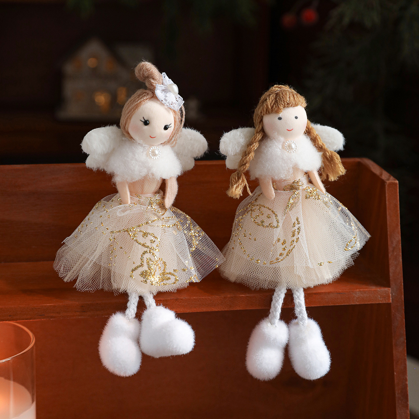 Nueva Navidad de peluche Angel Girl Colgante árbol de Navidad Colgante muñeca creativa Decoración muñeca Colgante