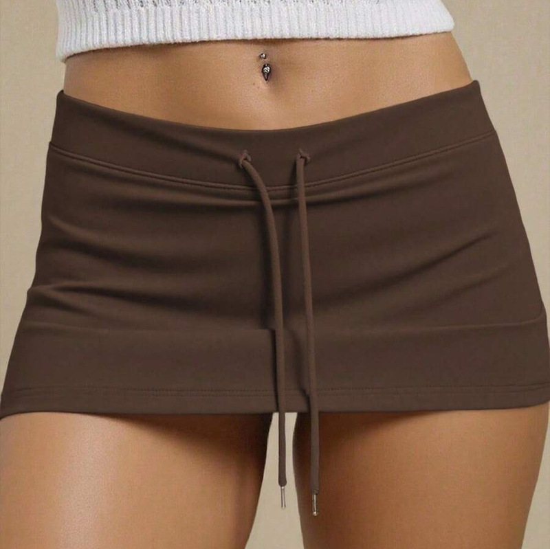 2026 American-Style Sports Fashion Simple Drawstring Solid Color Spicy Girl Low-Waist Anti-Exposure Three-Quarter Skirt Shorts 2026 American-Style Sports Fashion Simple Drawstring Solid Color Spicy Girl Low-Waist Anti-Exposure Three-Quarter Skirt Shorts