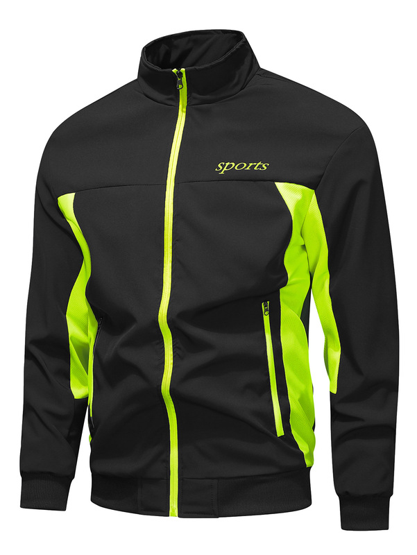 Cross-Border Sports Outdoor Youth Men's Trendy Casual Versatile Loose Color-Block Jacket Top Foreign Trade Amazon