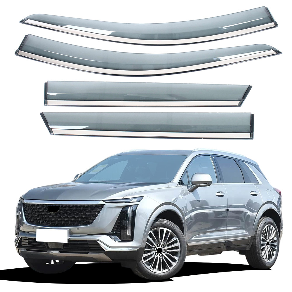 Kaidilake For Cadillac XT5 25 Special Window with Bright Strip Rain Shield (Rain shield) - 2025-cadillac-xt5-rain-shield-stainless-steel-bright-strip-adhesive-tape-4-pc