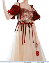 藝考紅色晚禮服設計女2023新款服新娘敬酒婚紗感宴會訂婚禮服