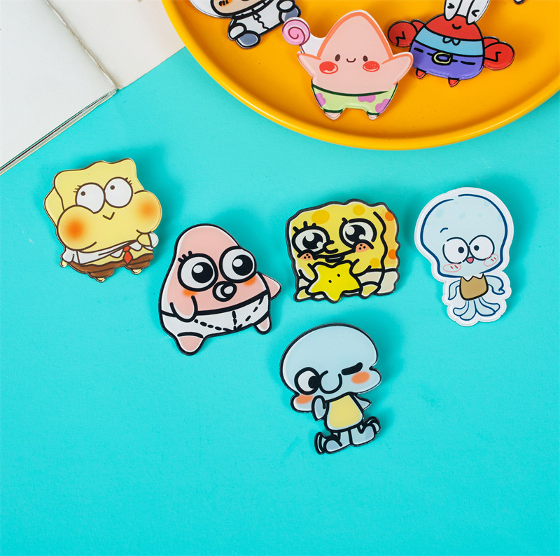 かわいい漫画スポンジ赤ちゃんアクリルブローチ装飾ストラップ学生小さなプレゼントバッジ卸売アクセサリー|undefined