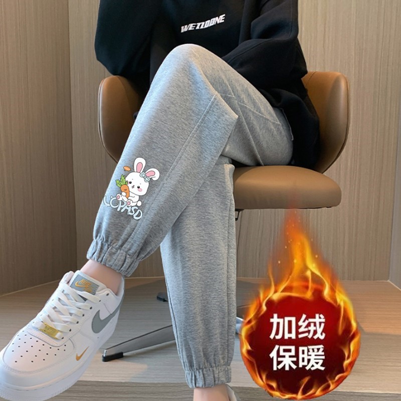 당근 토끼 레깅스 그레이 팬츠 플러스 벨벳