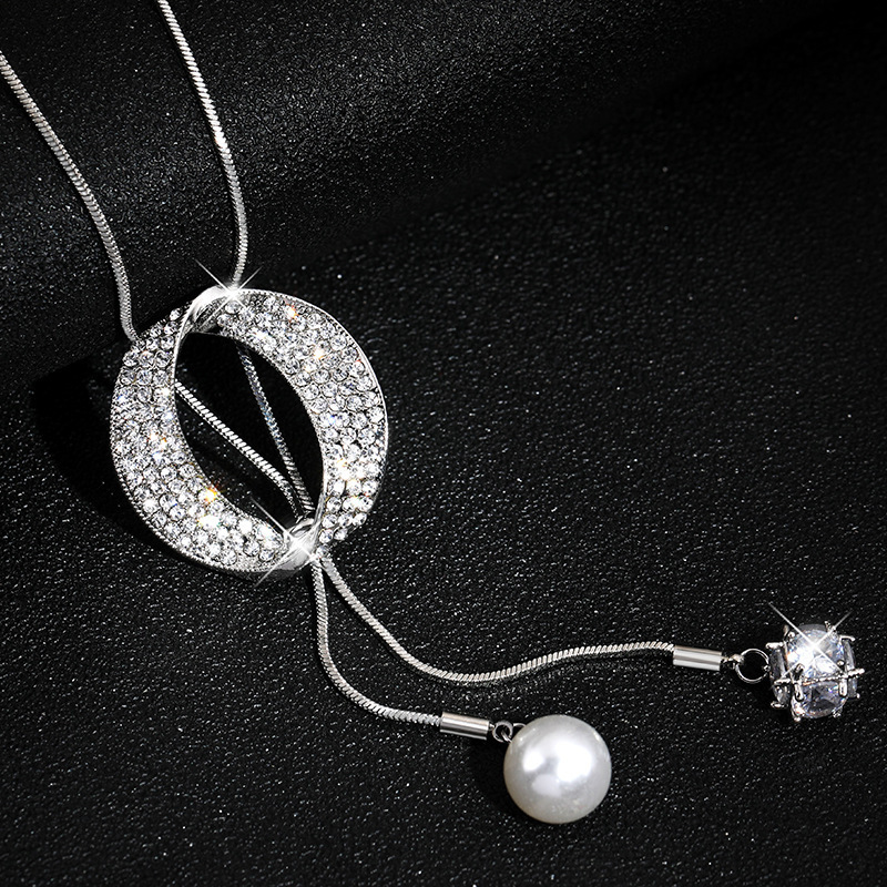 Cadena de suéter de círculo geométrico de estilo europeo y americano accesorios de cadena de suéter largo de la personalidad de la moda del todo-fósforo de las mujeres de alto grado image 9