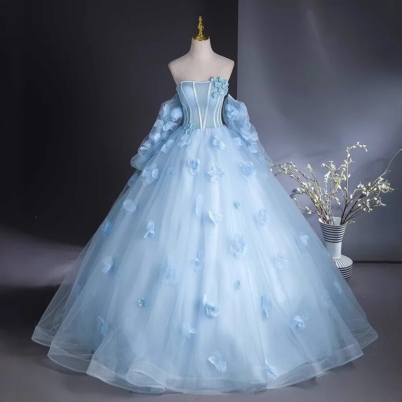 Light Blue Satin Dress for Foreign Trade, Stylish and Sweet, Suitable for Wedding Registration, Ebay Summer New Model Dress Light Blue Satin Dress for Foreign Trade, Stylish and Sweet, Suitable for Wedding Registration, Ebay Summer New Model Dress