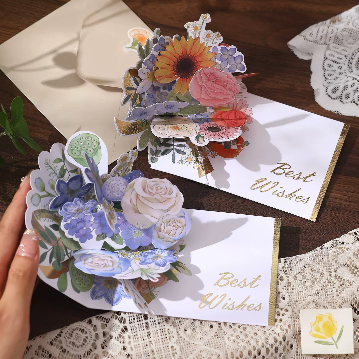 教师节贺卡送老师礼物毕业快乐纸雕花束创意diy小卡片高级感祝福