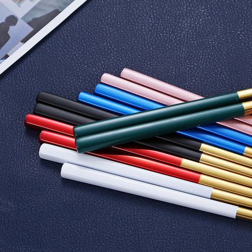 304 stainless steel chopsticks hotel public creative anti-slip and anti-scalding high-end alloy square 23CM chopsticks tableware