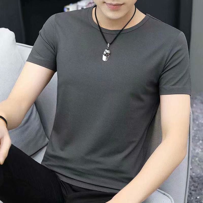 Camiseta de manga corta para hombre con cuello en V verano estilo coreano SLIM-Fit camisa blanca de fondo camiseta de media manga de cuello de pollo versátil para hombre