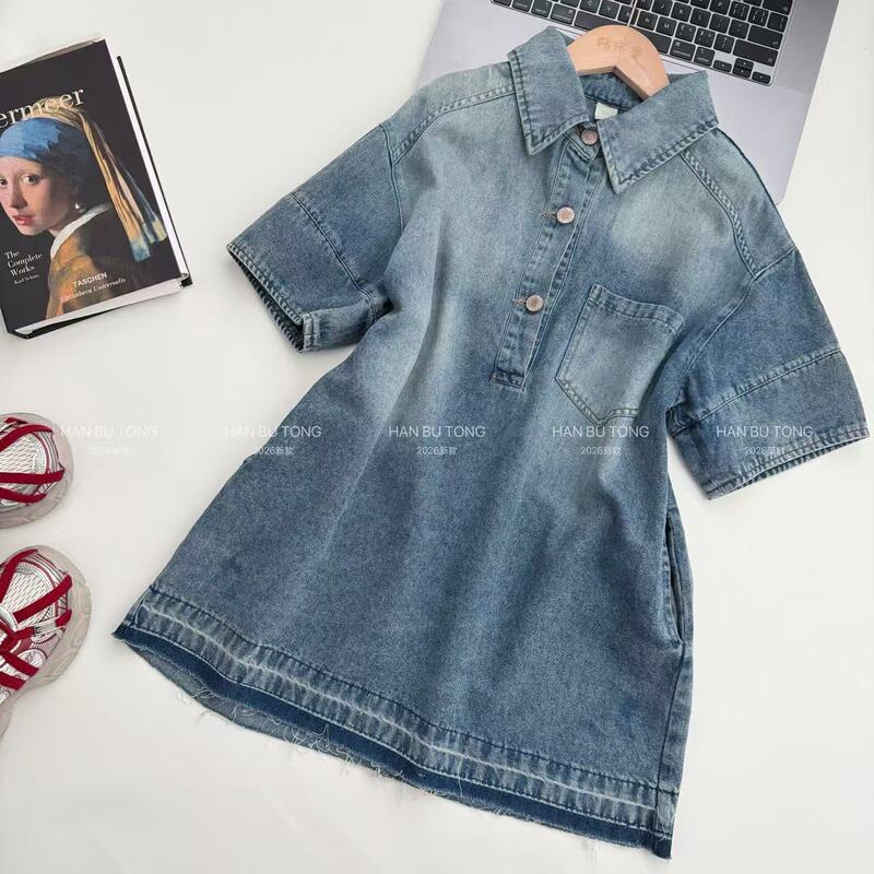 2026 New Stylish Children's Clothing Girls' Summer Denim Dress Kids' Loose Casual Dress Polo Dress 2026 New Stylish Children's Clothing Girls' Summer Denim Dress Kids' Loose Casual Dress Polo Dress