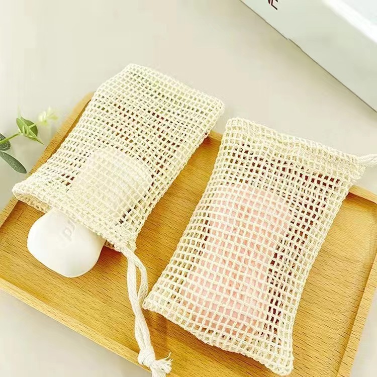 工厂批发可挂式方格棉网布抽绳袋水果手工皂肥皂洗脸洁面乳打泡网