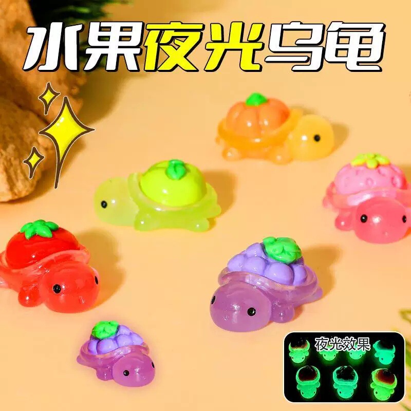 New Creative Luminous Fruit-Backed Resin Mini Turtle DIY Decoration Phone Case Desktop Ornament Wholesale