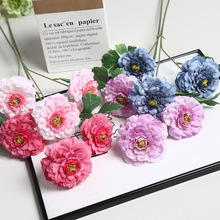 仿真花3头牡丹假花婚庆工程布置花束装饰空间造景设计拍摄道批发