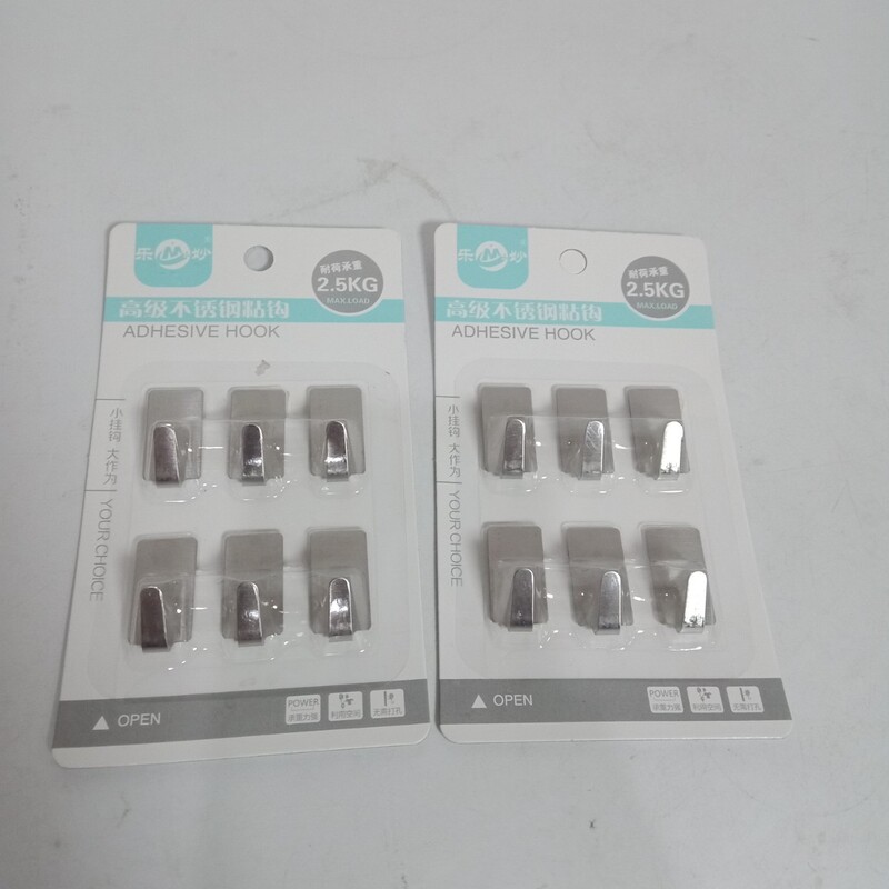 6 PCs rectangular stainless steel sticky hook 6 PCs Oval stainless steel hook
