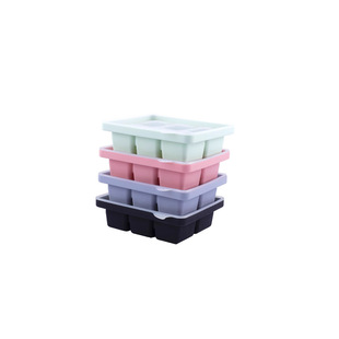 Auxiliary Food Box Large Ice Cube Grinder with Lid Silicone Ice Cube Mold 6-compartment Ice Box Household Homemade Quick Freezer