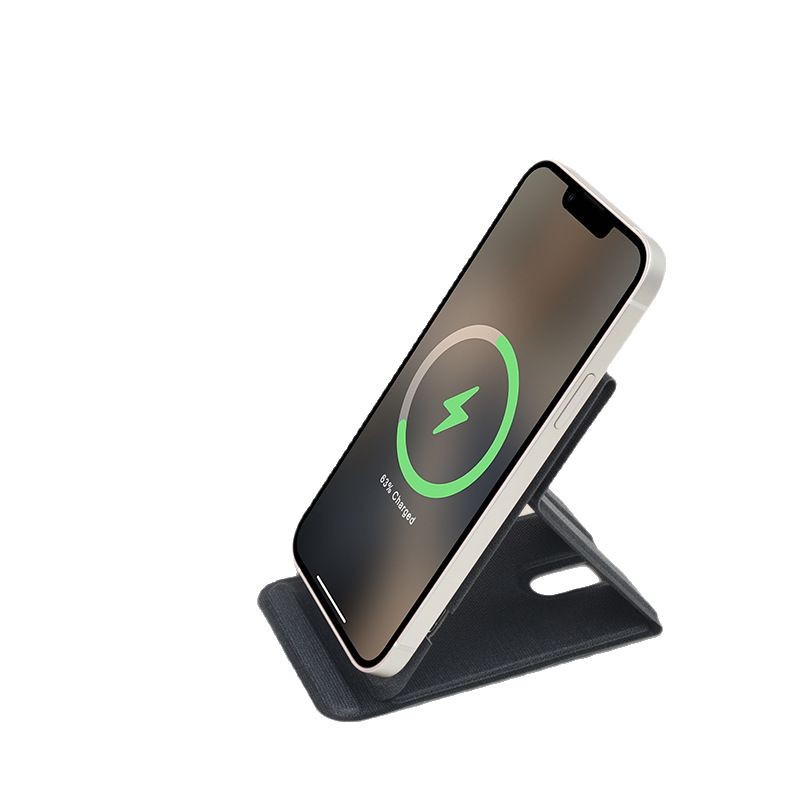 Carga rápida de escritorio 15Wpu cuero magsafe soporte plegable magnético adecuado para cargador inalámbrico de teléfono móvil Apple