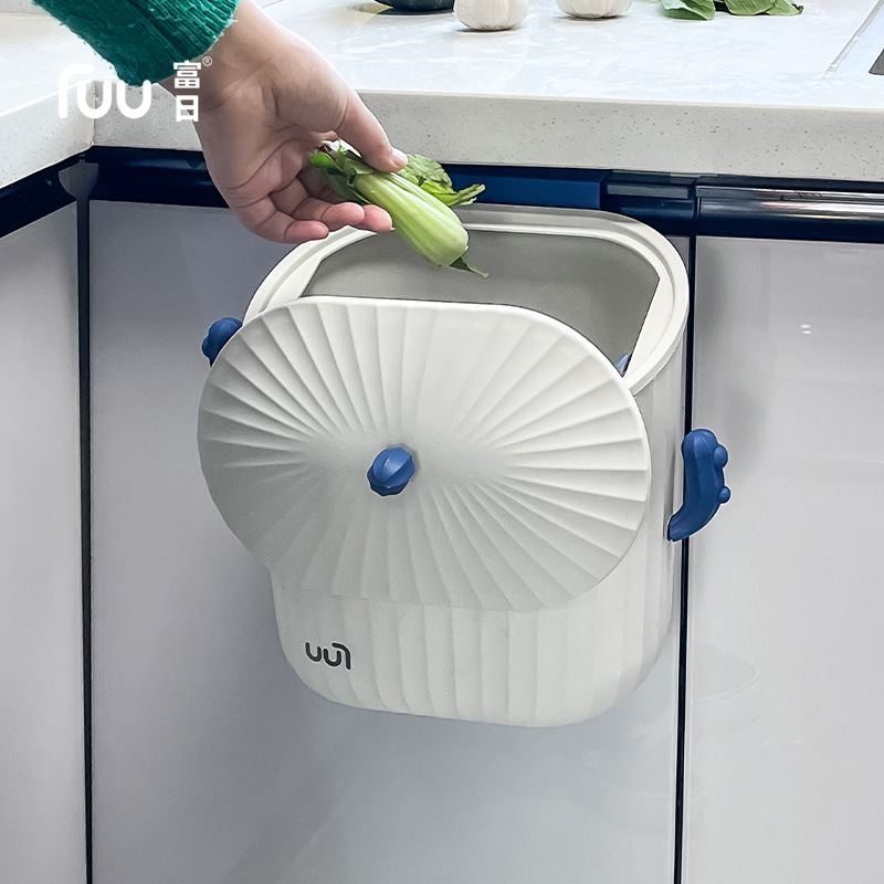 Kitchen Wall-Mounted Basket, High-Looking Trash Can for Home Use, Living Room Trash Bin with Lid, Hanging on Cabinet Door, Space-Saving Trash Bin, Wholesale