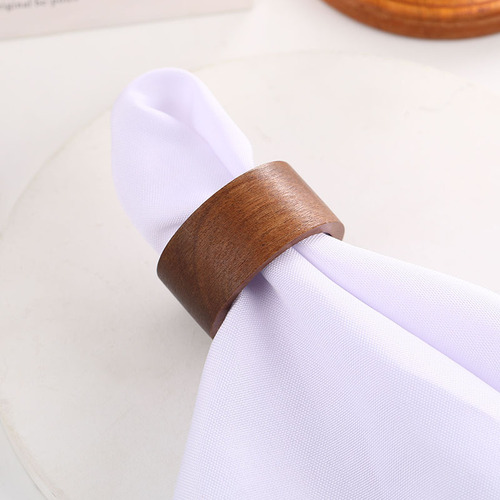 Minimalist monochrome wooden napkin ring, stylish and versatile hotel table setting napkin clip, restaurant tablecloth ring wholesale
