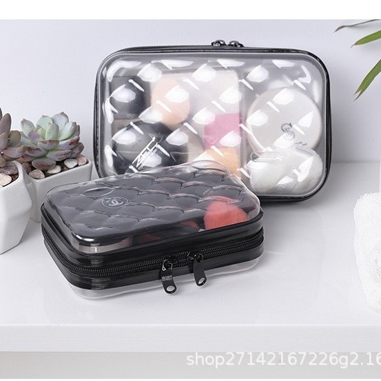 pc硬壳透明防水洗漱包高级感旅行便携拉链手提多功能收纳化妆包