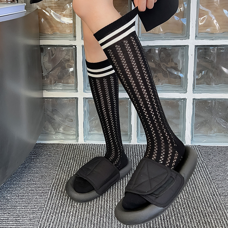 Spring and summer Japanese pure white JK wind long stockings stripes…