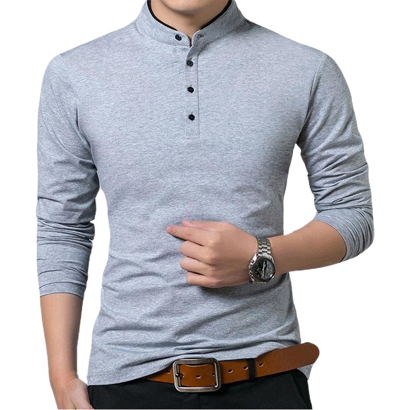 Camiseta transfronteriza de otoño e invierno para hombre de color sólido manga larga Amazon camiseta de hombre popular Comercio exterior más tamaño camiseta de hombre europeo y americano