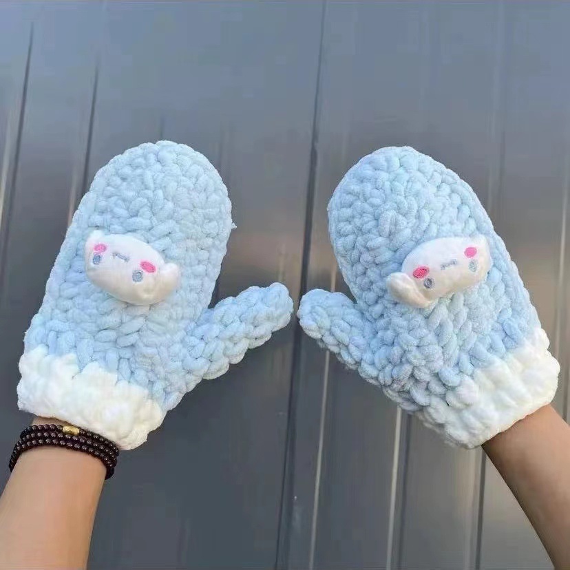 玉桂狗手套手工编织DIY材料包冰条线星戴露手套冬季手套粗毛线团